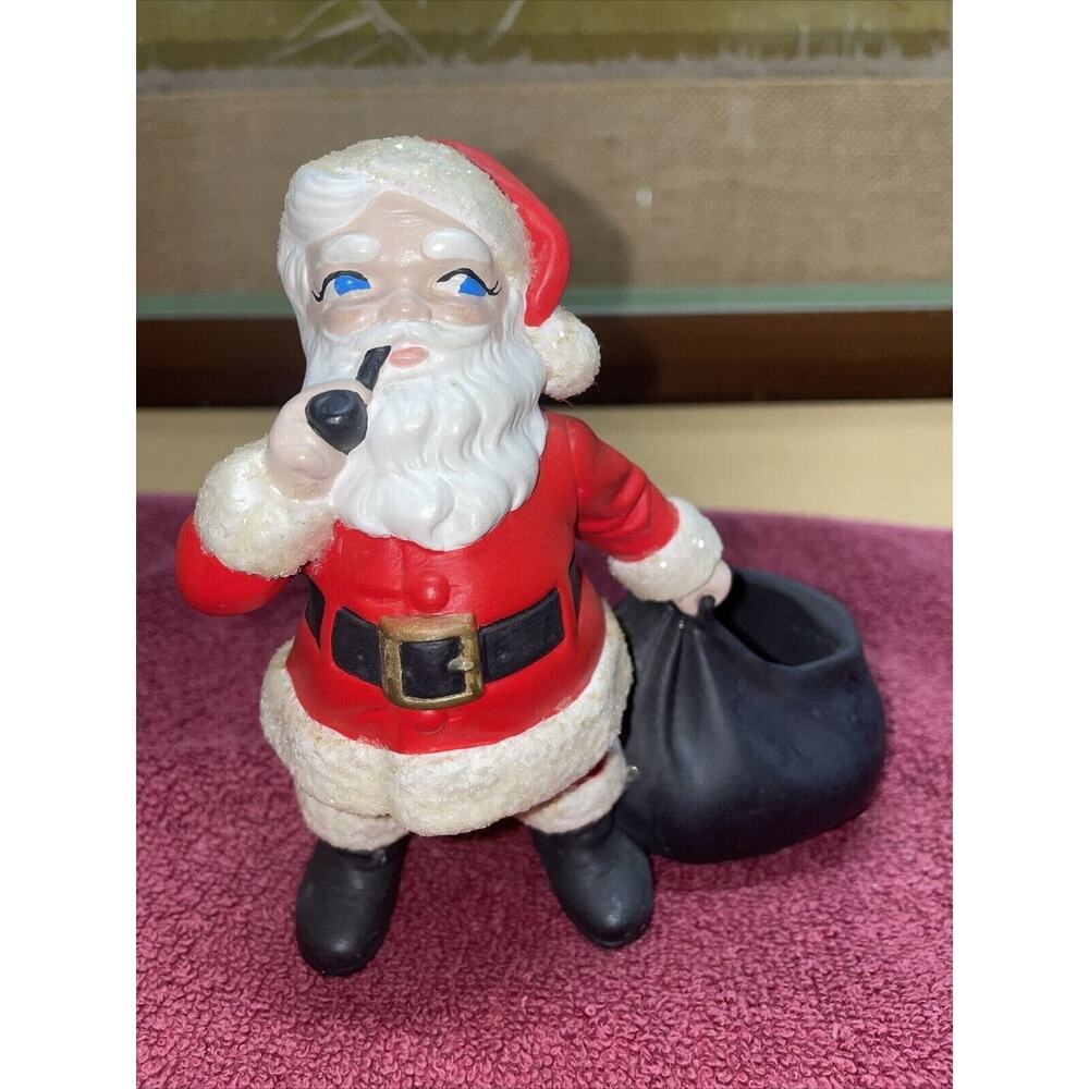 Vintage Holland Mold Textured Fur Santa‎ Claus Christmas Planter ~ 5” H
